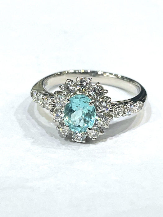 NO BRAND Paraiba Tourmaline Rositas Diamond Ring