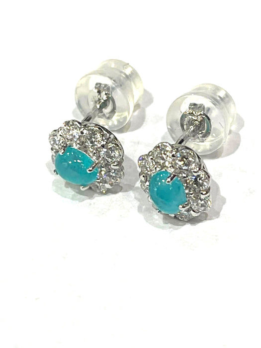 NO BRAND Paraiba Tourmaline & Diamond Rositas Stud Earrings