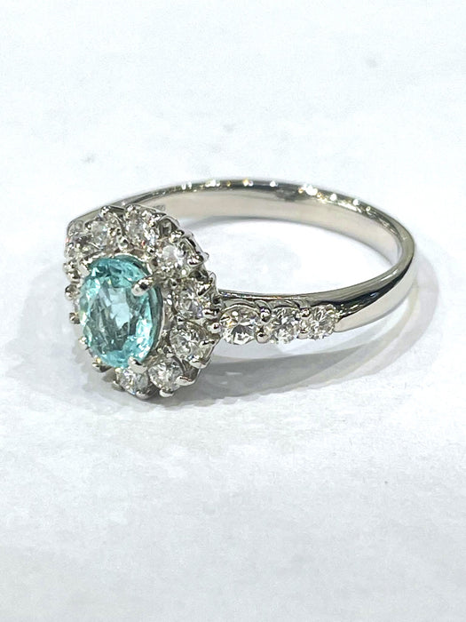 NO BRAND Paraiba Tourmaline Rositas Diamond Ring