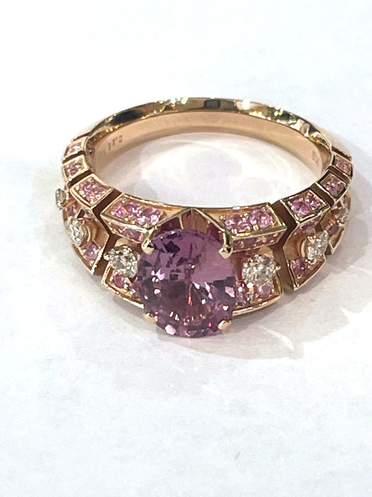 NO BRAND Pink Sapphire & Diamond Ring
