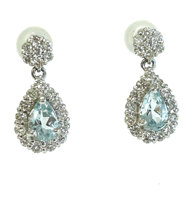NO BRAND Aquamarine Pear Shape Dangling Earrings