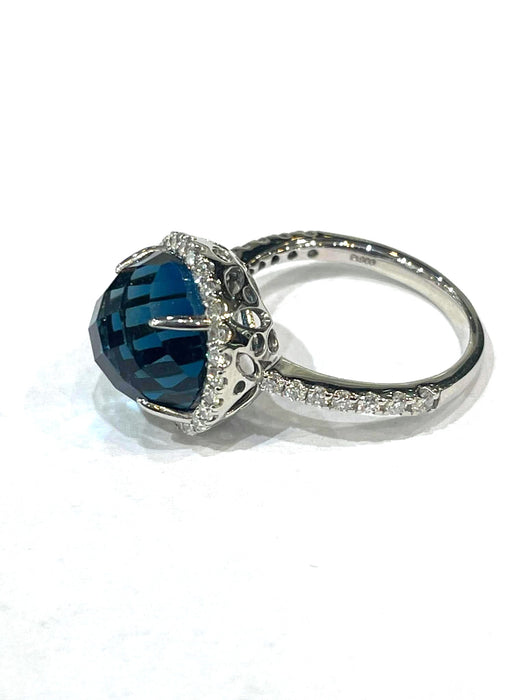 NO BRAND Blue Topaz & Diamond Ring