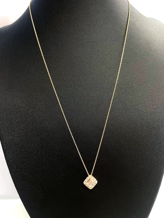 NO BRAND Square Diamond Necklace