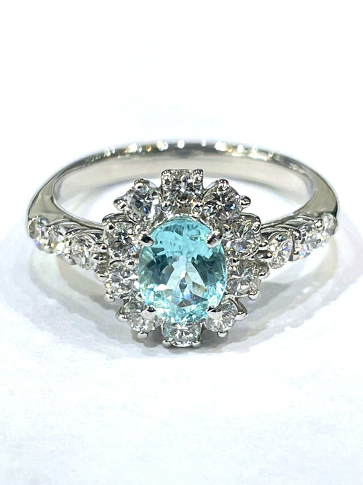 NO BRAND Paraiba Tourmaline Rositas Diamond Ring