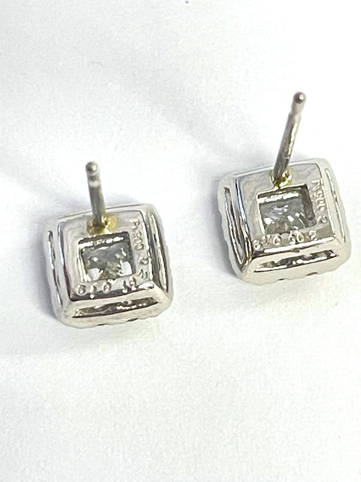 NO BRAND Square Diamond Stud Earrings