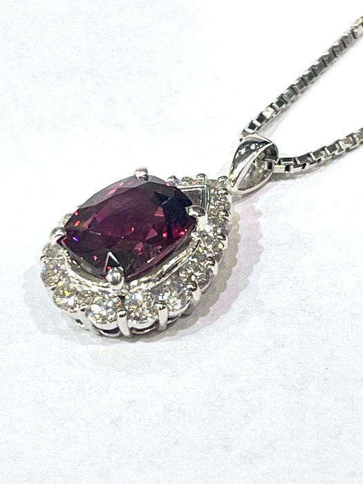 NO BRAND Garnet & Pear Shape Diamond Necklace