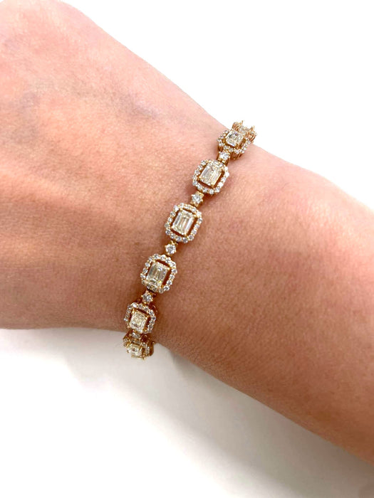 NO BRAND Emerald Cut Diamond Bracelet