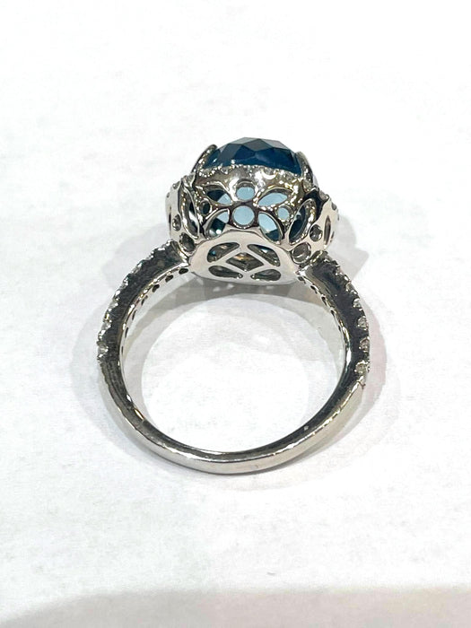 NO BRAND Blue Topaz & Diamond Ring