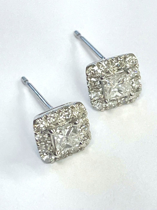 NO BRAND Square Diamond Stud Earrings