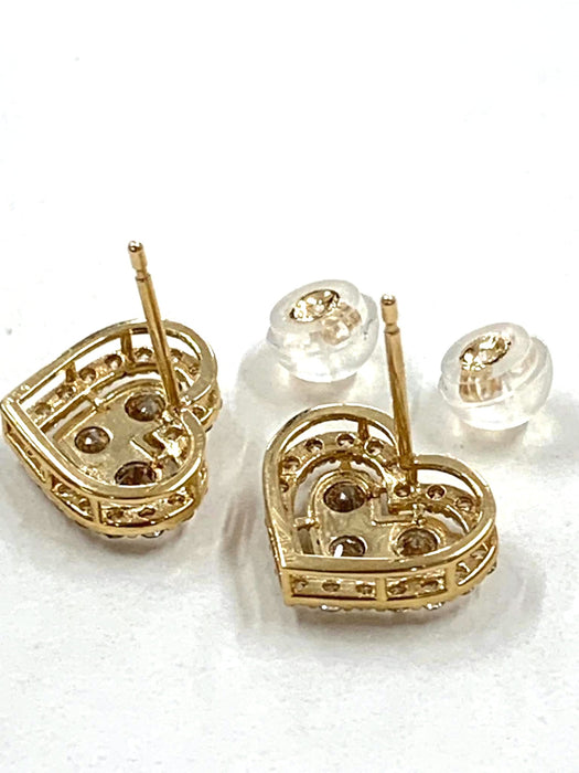 NO BRAND Heart Diamond Stud Earrings