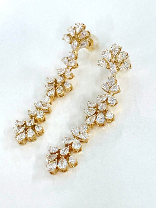 NO BRAND Clover Diamond Dangling Earrings