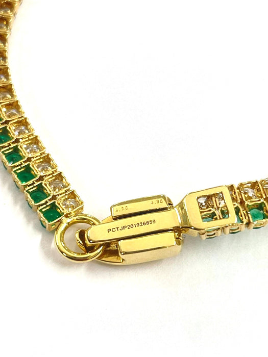 NO BRAND Emerald & Diamond Tennis Diamond Bracelet