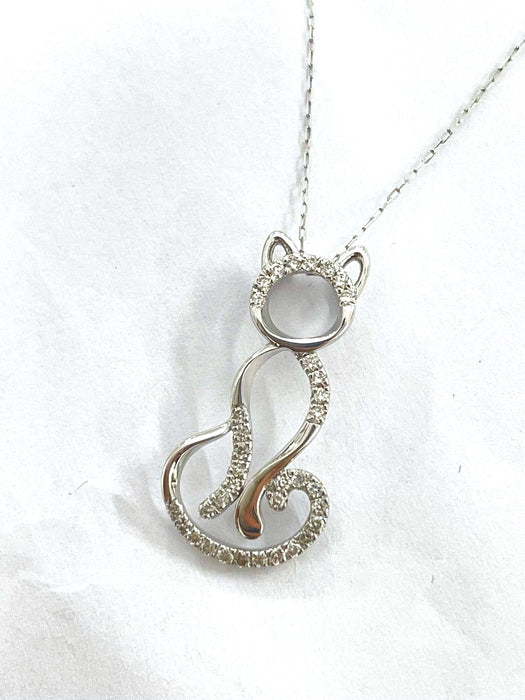NO BRAND Cat-Shaped Diamond Necklace