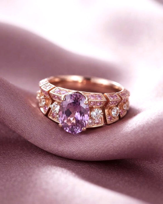 NO BRAND Pink Sapphire & Diamond Ring