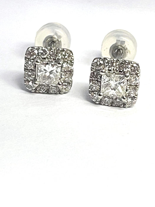 NO BRAND Square Diamond Stud Earrings