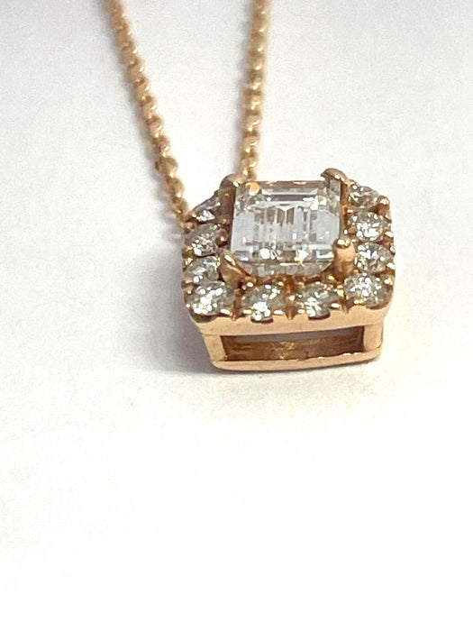 NO BRAND Square Diamond Necklace
