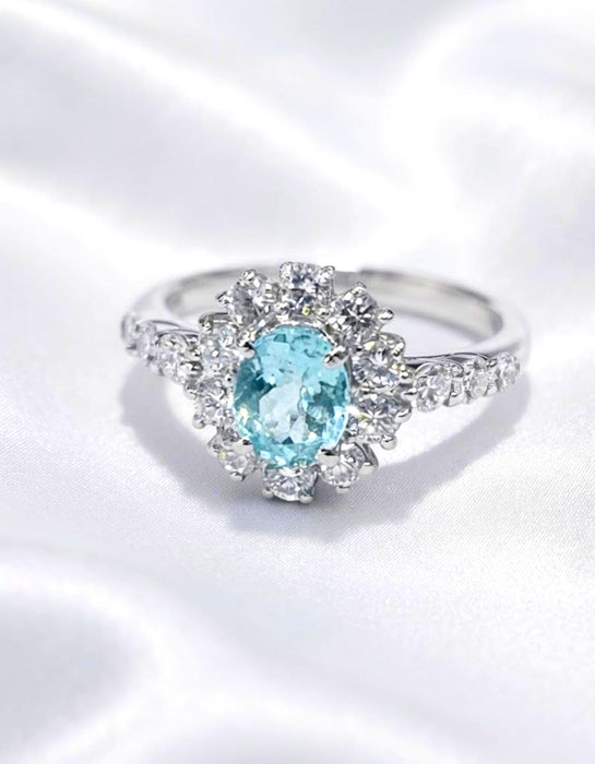 NO BRAND Paraiba Tourmaline Rositas Diamond Ring