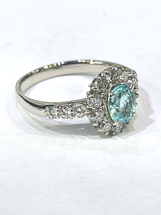 NO BRAND Paraiba Tourmaline Rositas Diamond Ring