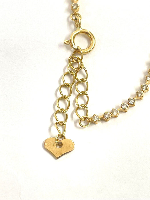 NO BRAND 5P Red Garnet Heart & Diamond Tennis Bracelet