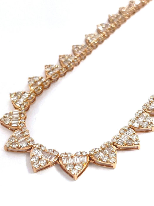 NO BRAND Heart Baguette Tennis Diamond Necklace