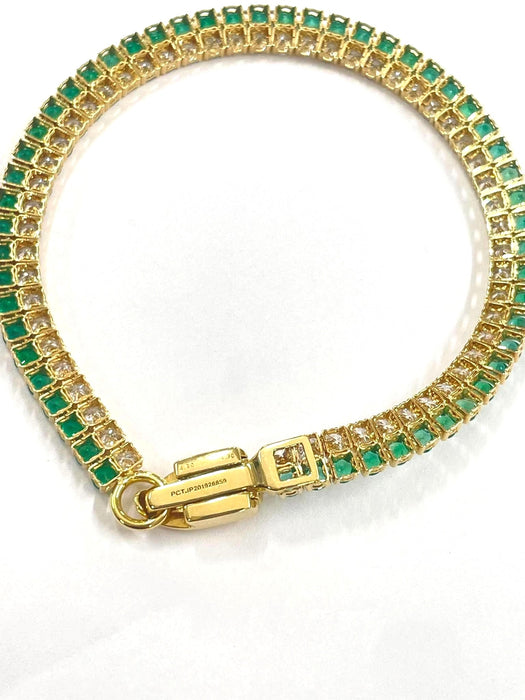NO BRAND Emerald & Diamond Tennis Diamond Bracelet
