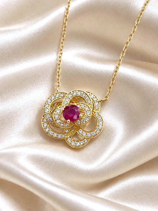 NO BRAND Camelia Ruby & Diamond Necklace