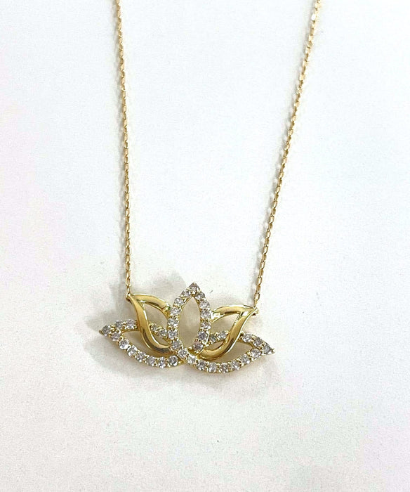 NO BRAND Lotus Flower Diamond Necklace