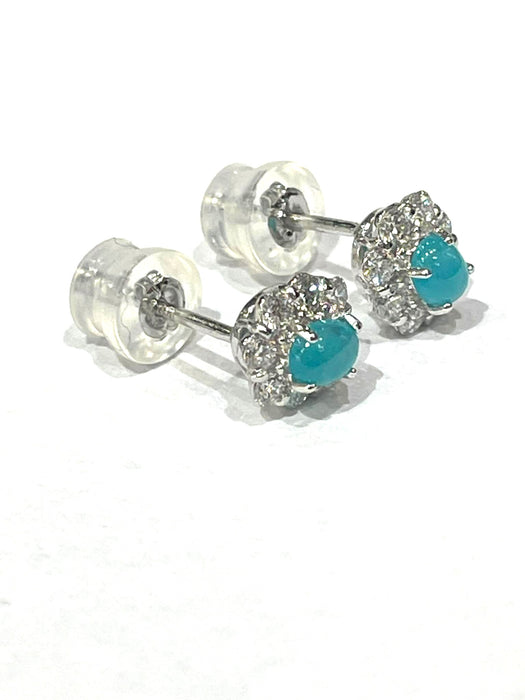 NO BRAND Paraiba Tourmaline & Diamond Rositas Stud Earrings