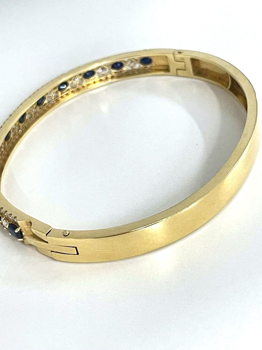 NO BRAND Blue Sapphire & Diamond Bangle