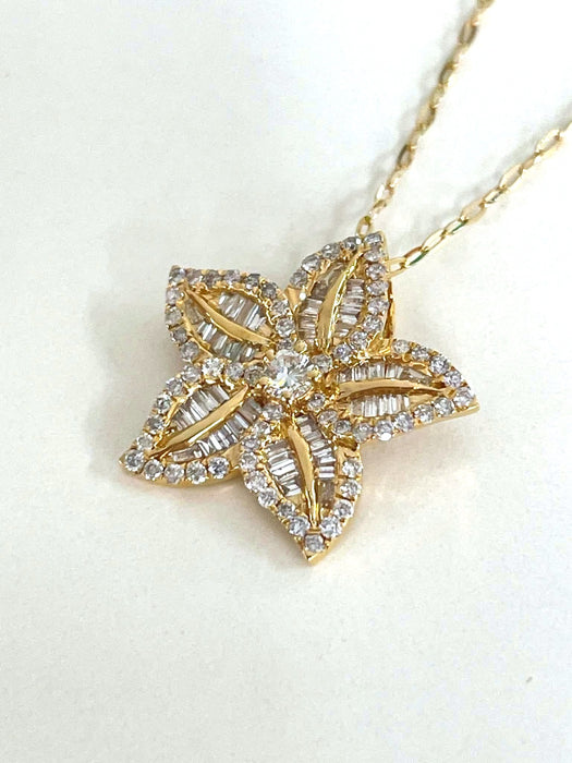 NO BRAND Star Baguette Diamond Necklace
