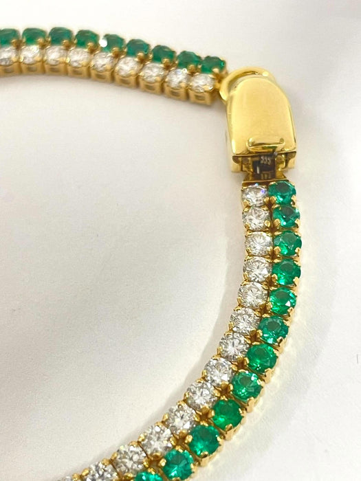 NO BRAND Emerald & Diamond Tennis Diamond Bracelet