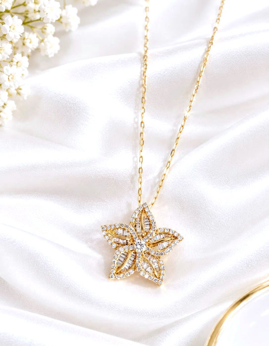 NO BRAND Star Baguette Diamond Necklace