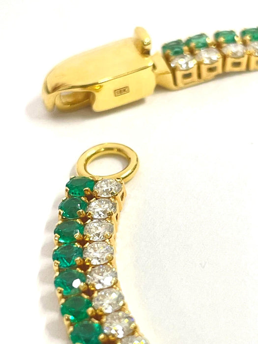 NO BRAND Emerald & Diamond Tennis Diamond Bracelet