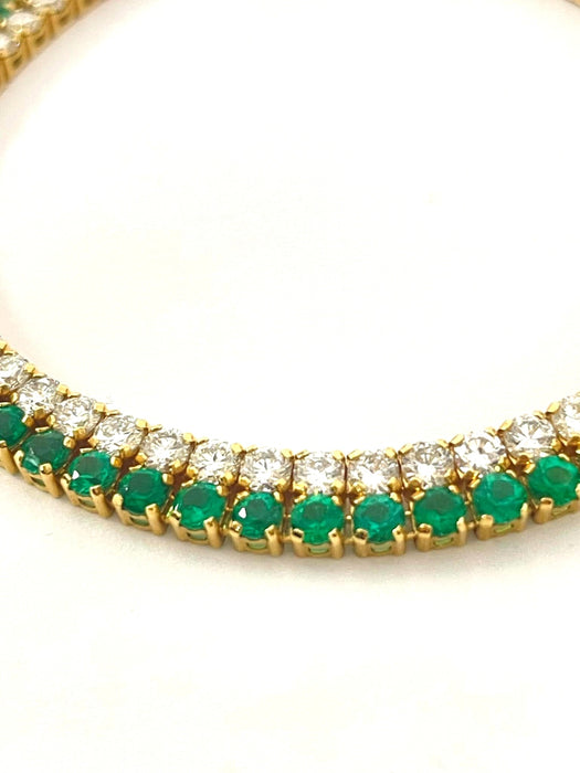 NO BRAND Emerald & Diamond Tennis Diamond Bracelet