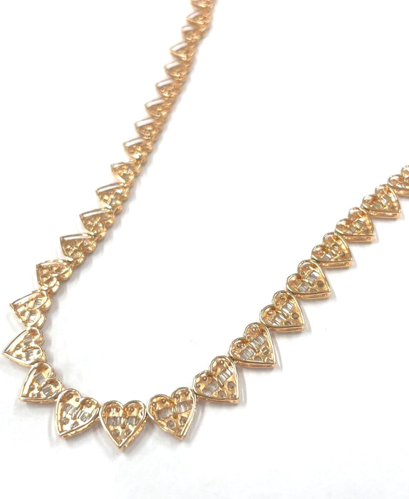 NO BRAND Heart Baguette Tennis Diamond Necklace
