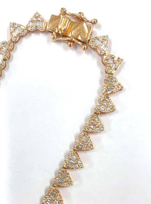 NO BRAND Heart Baguette Tennis Diamond Necklace