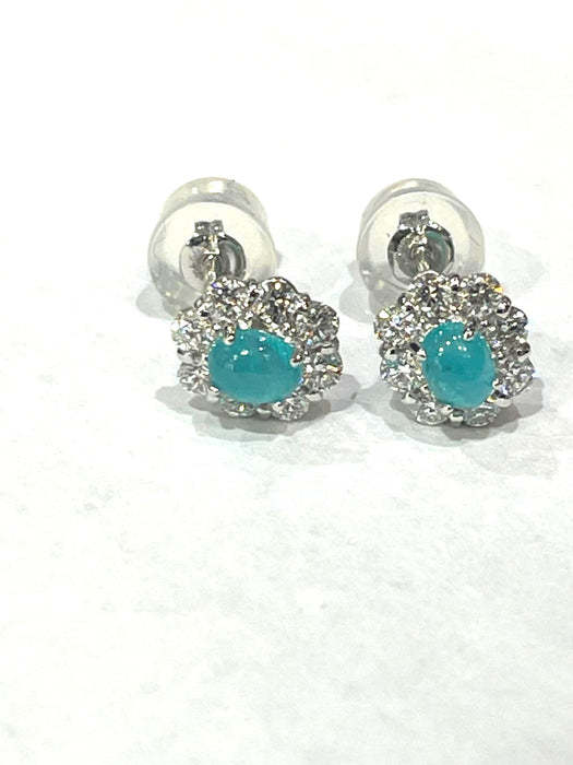 NO BRAND Paraiba Tourmaline & Diamond Rositas Stud Earrings