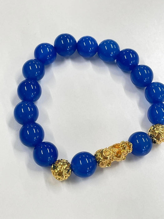 NO BRAND Blue Agate Piyao Luckyball Bracelet