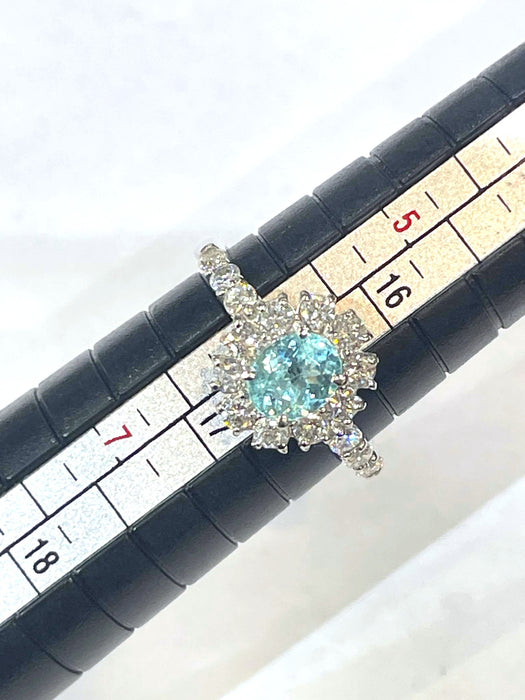 NO BRAND Paraiba Tourmaline Rositas Diamond Ring