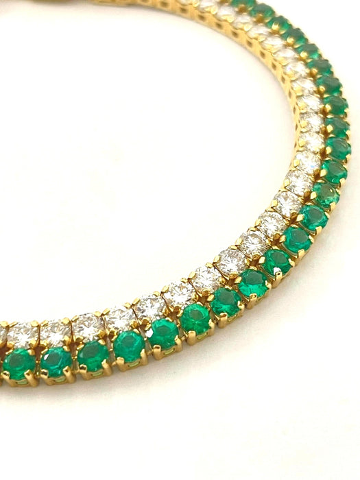 NO BRAND Emerald & Diamond Tennis Diamond Bracelet
