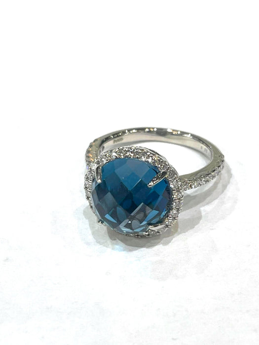 NO BRAND Blue Topaz & Diamond Ring