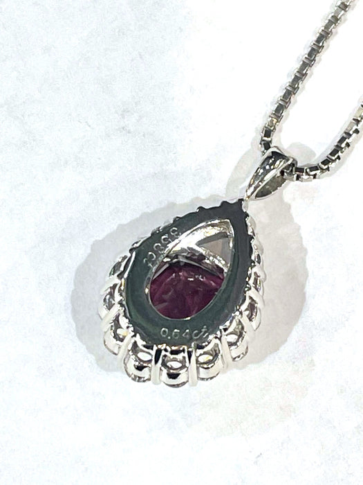 NO BRAND Garnet & Pear Shape Diamond Necklace