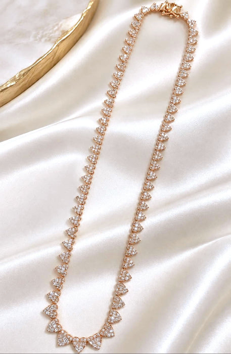 NO BRAND Heart Baguette Tennis Diamond Necklace