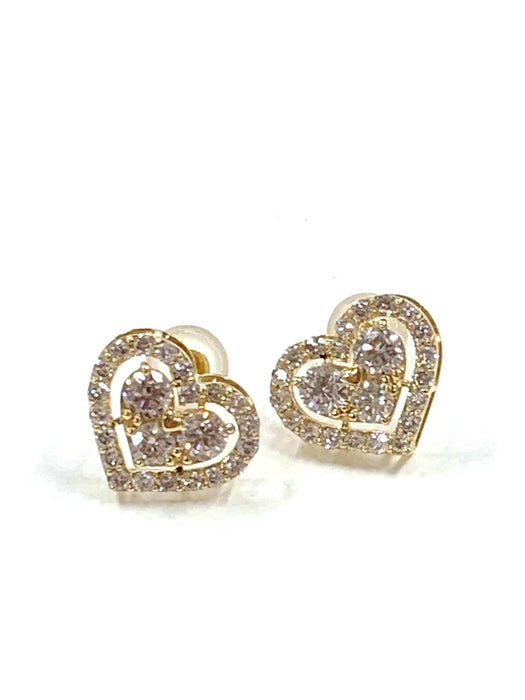 NO BRAND Heart Diamond Stud Earrings