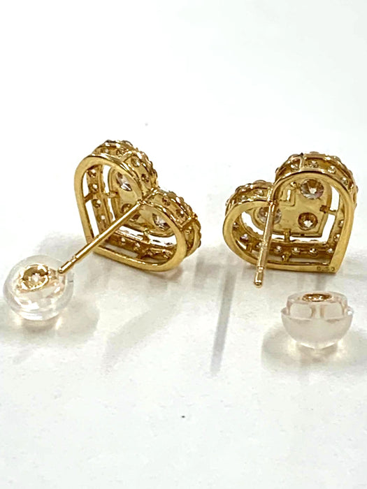 NO BRAND Heart Diamond Stud Earrings