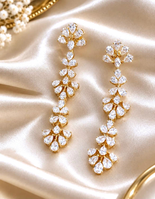 NO BRAND Clover Diamond Dangling Earrings