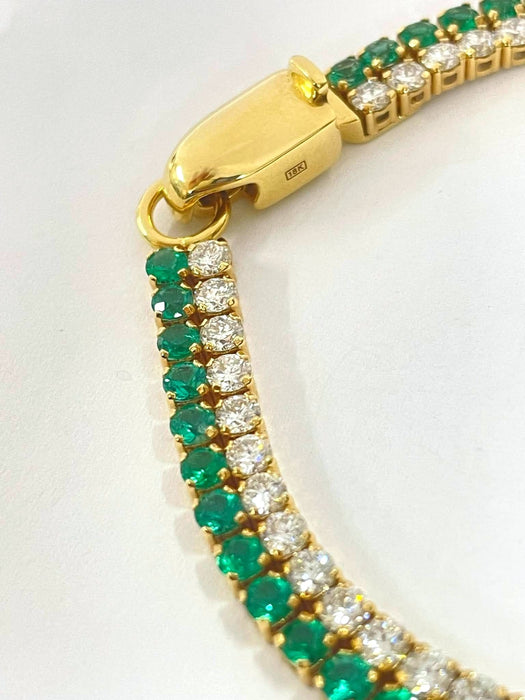NO BRAND Emerald & Diamond Tennis Diamond Bracelet