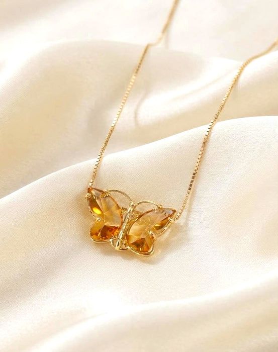 NO BRAND Butterfly Citrine Necklace