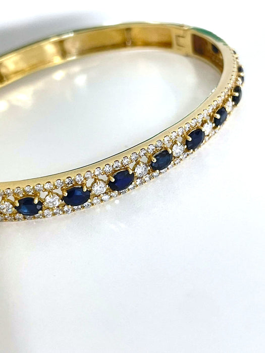 NO BRAND Blue Sapphire & Diamond Bangle