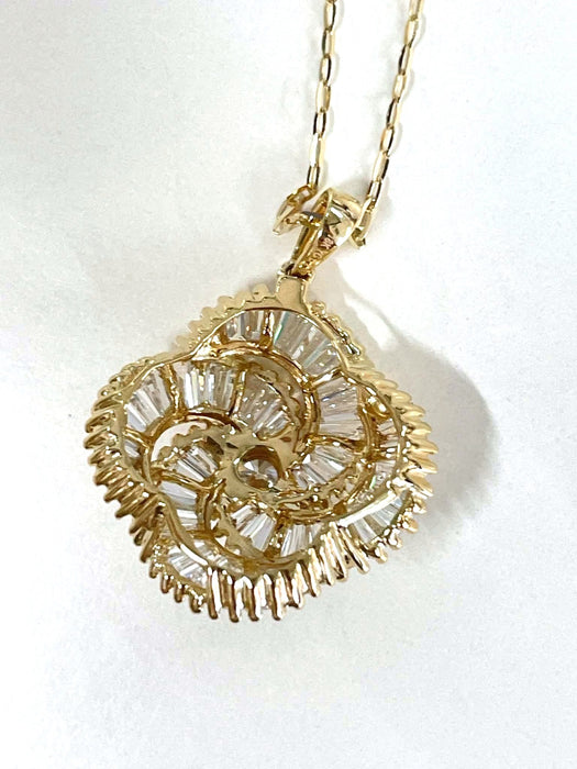 NO BRAND Spiral Baguette Diamond Necklace